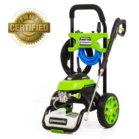 This pressure washer includes three spray tips to use across a variety of cleaning projects. . Greenworks 2000 pressure washer
